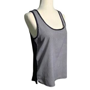 August Silk Black & White Tank Top T-Shirt Back Blouse in Front Medium